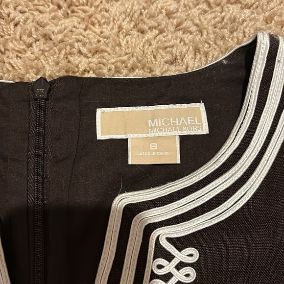 Michael Kors Brown linen dress with white piping - Picture 3 of 7